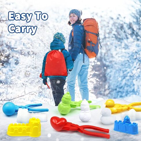 مجموعة ألعاب صانع كرات الثلج مع مسدس كرات الثلج، 12 قطعة من ألعاب الثلج الشتوية مع بطة واحدة/1 حب/1 رجل ثلج/1 كرة ثلج، مشبك كرة الثلج، قاذفة كرة الثلج/حقيبة حمل، لعبة قتال الثلج في الهواء الطلق للأطفال/الكبار in Kuwait