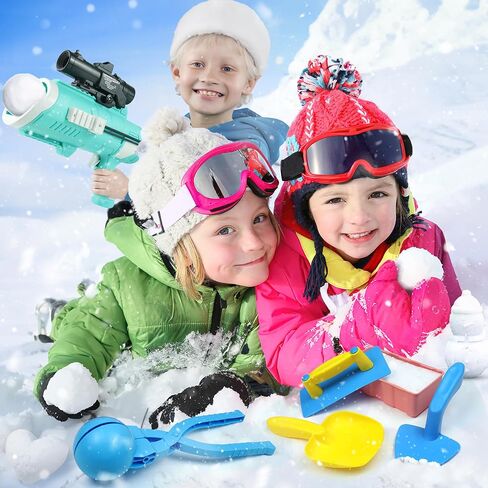 مجموعة ألعاب صانع كرات الثلج مع مسدس كرات الثلج، 12 قطعة من ألعاب الثلج الشتوية مع بطة واحدة/1 حب/1 رجل ثلج/1 كرة ثلج، مشبك كرة الثلج، قاذفة كرة الثلج/حقيبة حمل، لعبة قتال الثلج في الهواء الطلق للأطفال/الكبار in Kuwait