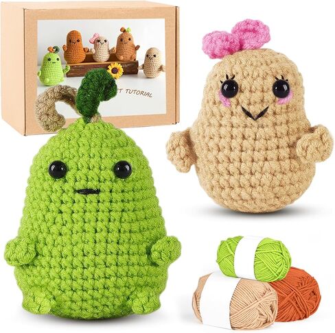 مجموعات تاكيو كروشيه، 5 قطع بطاطس إيجابية، مجموعة كروشيه للمبتدئين، لوازم أدوات الحياكة DIY للأطفال والكبار الذين يتعلمون من خلال دروس فيديو خطوة بخطوة - غزل كافٍ للكروشيه 5-7 مجموعات بطاطس in Kuwait