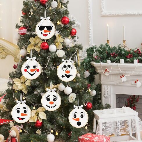 K1tpde 6 Set Winter Embroidery Kit for Beginners Blue Snowflakes DIY Needlepoint Kit with Pattern Instruction Embroidery Hoop Threads Needles Needle Threader Ropes and Ribbon Christmas Tree Decoration in Kuwait
