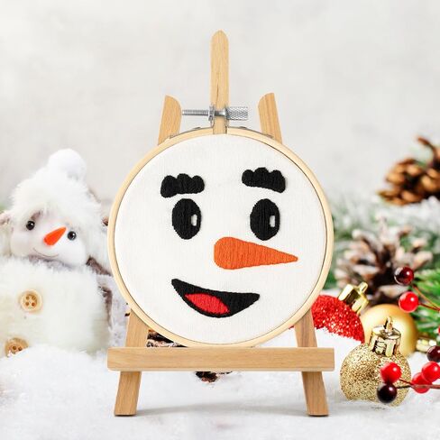 K1tpde 6 Set Winter Embroidery Kit for Beginners Blue Snowflakes DIY Needlepoint Kit with Pattern Instruction Embroidery Hoop Threads Needles Needle Threader Ropes and Ribbon Christmas Tree Decoration in Kuwait