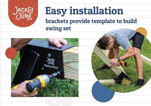 أطقم أرجوحة خشبية شديدة التحمل من جاك آند يونيو - دعامة معدنية ومعدات لتركيب مجموعة اللعب بشكل آمن وسهل in Kuwait