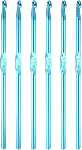 خطاف كروشيه ألومنيوم من uxcell مقاس 5 مم مقاس أمريكي H (مقاس 8) إبر حياكة لخيوط الحرف اليدوية باللون الأزرق 6 قطع in Kuwait