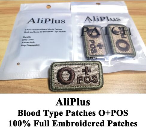2 قطعة بقع AliPlus نوع الدم O + بقع نقاط البيع الإيجابية المطرزة التكتيكية المعنويات التصحيح هوك وحلقة (O +) in Kuwait