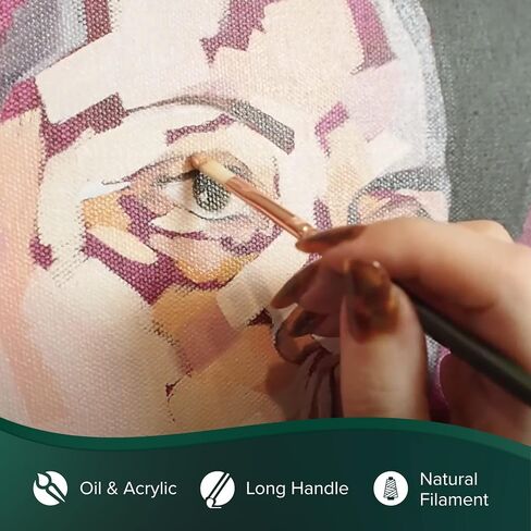 فرشاة فضية محدودة 1002 Grand Prix Bright Brush للوحات الزيتية، مقاس 12، مقبض طويل in Kuwait
