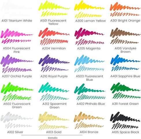 ARTEZA Acrylic Paint Markers, Set of 40 Acrylic Paint Pens in Assorted Colors, Art & Craft Supplies for Glass, Pottery, Ceramic, Plastic, Rock, and Canvas Painting in Kuwait