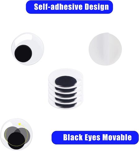 LOMIMOS 2inch Black Wiggle Googly Eyes with Self-Adhesive,Large Black Round Plastic Googly Eyes for DIY Craft Decoration(50PCS) in Saudi Arabia