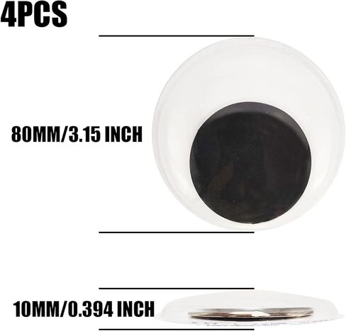 عيون متحركة للحرف اليدوية مقاس 3.15 انش ذاتية اللصق كبيرة الحجم ذاتية اللصق بتصميم عيون جوجل ايز 4 عبوات لملحقات الحرف اليدوية والزينة in Kuwait