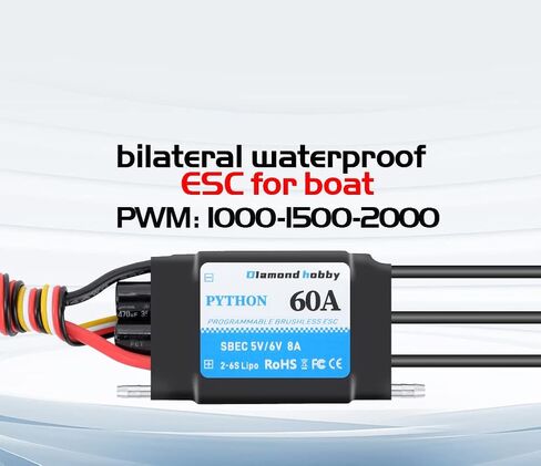 DH 20A 2-4S Waterproof Brushless ESC Electronic Speed Controller with 5.5V/4A BEC and XT60 3.5mm Banana Head Connector for Model Ship RC Boat (20A) in Kuwait