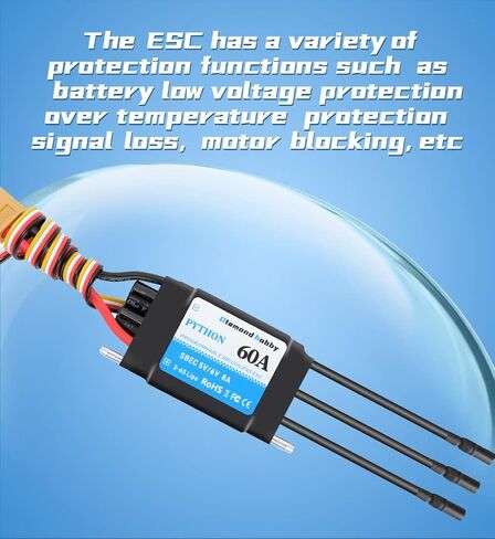 DH 20A 2-4S Waterproof Brushless ESC Electronic Speed Controller with 5.5V/4A BEC and XT60 3.5mm Banana Head Connector for Model Ship RC Boat (20A) in Kuwait