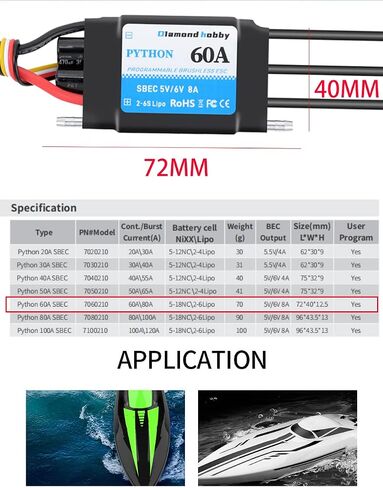 DH 20A 2-4S Waterproof Brushless ESC Electronic Speed Controller with 5.5V/4A BEC and XT60 3.5mm Banana Head Connector for Model Ship RC Boat (20A) in Kuwait