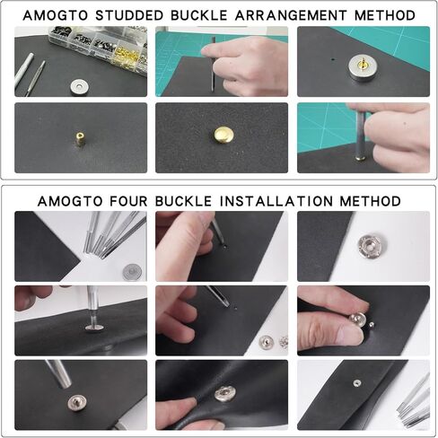 12.5mm Metal Rivets Leather Rivets Kit,6 * 6 8 * 8 Double Cap Brass Rivets Leather Studs with Tools for Leather Repair and Crafts, Snaps Press Studs with Heavy Duty Leather Snap Fasteners Kit in Kuwait