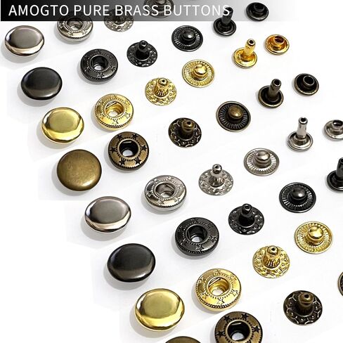 12.5mm Metal Rivets Leather Rivets Kit,6 * 6 8 * 8 Double Cap Brass Rivets Leather Studs with Tools for Leather Repair and Crafts, Snaps Press Studs with Heavy Duty Leather Snap Fasteners Kit in Kuwait