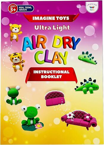 Imagine Clay - Creative Fun Clay Kit - 24 Vibrant Colors Air Dry Modeling Clay, 5 Sculpting Tools, 30+ Fun Accessories, Extra Sealed Bags, Illustrated Project Booklet, Ages 3-12+ in Saudi Arabia