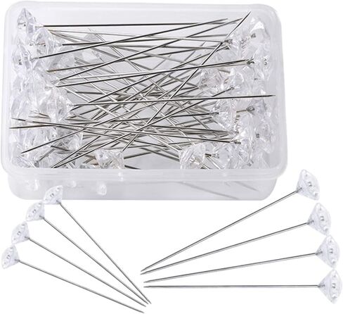 Corsage Boutonniere Pins 2 Inch Bouquet Flower Floral Diamond Rhinestones Pins Crystal Head Clear Straight Pins for Wedding Bridal Hair Accessories Jewelry Decoration DIY Craft Sewing 100 Pack in Kuwait