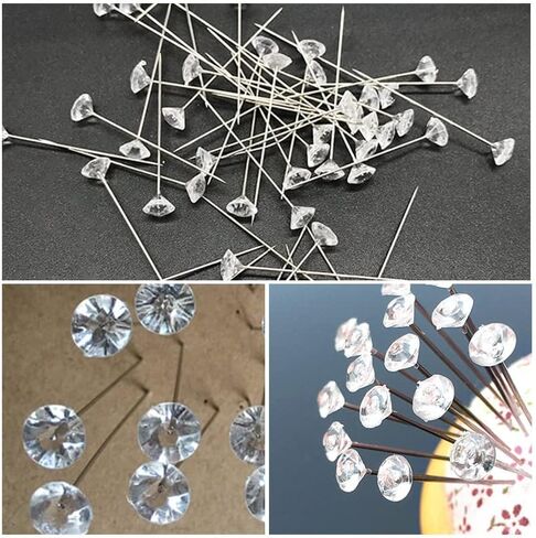 Corsage Boutonniere Pins 2 Inch Bouquet Flower Floral Diamond Rhinestones Pins Crystal Head Clear Straight Pins for Wedding Bridal Hair Accessories Jewelry Decoration DIY Craft Sewing 100 Pack in Kuwait