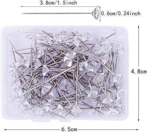 Corsage Boutonniere Pins 2 Inch Bouquet Flower Floral Diamond Rhinestones Pins Crystal Head Clear Straight Pins for Wedding Bridal Hair Accessories Jewelry Decoration DIY Craft Sewing 100 Pack in Kuwait