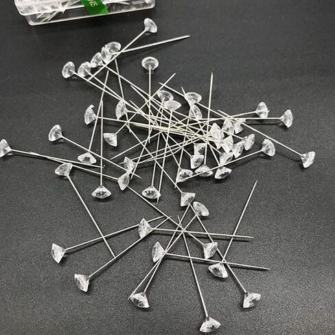 Corsage Boutonniere Pins 2 Inch Bouquet Flower Floral Diamond Rhinestones Pins Crystal Head Clear Straight Pins for Wedding Bridal Hair Accessories Jewelry Decoration DIY Craft Sewing 100 Pack in Kuwait