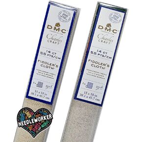 Fiddlers Aida Cloth Bundle - 14 ct. Oatmeal & Lite Oatmeal, 15 x 18 in. Plus Needleworker Sticker in Kuwait
