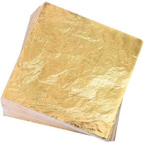 100 قطعة من اوراق الشجر الذهبية، اوراق فويل ذهبية مقلدة 5.5 انش × 5.5 انش للحرف اليدوية وفن الاظافر والتذهيب وفنون الرسم والحرف اليدوية والديكور in Kuwait