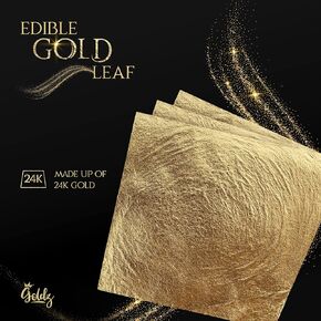 جولدز: اوراق ذهب اصلية صالحة للاكل عيار 24 قيراط - ورق ذهب حقيقي - حجم كبير 10 سم × 10 سم - 12 ورقة - اوراق ذهبية اصلية للفنون والطعام والحرف اليدوية والديكور - ذهبي حقيقي ونقي صالح للاكل in Kuwait