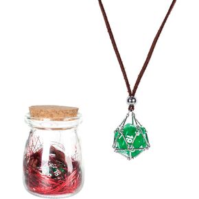 DND D20 Dice Necklace - Removable D20 Pendant with Suede Leather Chain & Solid Steel Cage - Geeky Role Playing Jewelry, Ideal Accessory & Gift for Dungeon Master, D&D Player and RPG Gamer