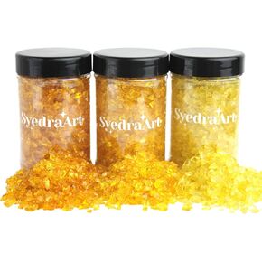 Syedra Crushed Glass for Resin Art, Set of 3,Broken Glass Pieces for Crafts 3-6mm 1LB (Pink)