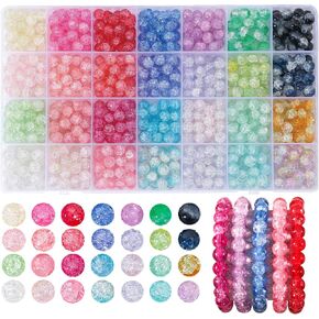 700pcs Crack Glass Beads for Jewelry Making -AIXPROBEAD 8MM Beads Bracelet Making Kit with Crystals, Charms, and Friendship Bracelet Beads - Jewelry Making Supplies for Adults and Girls