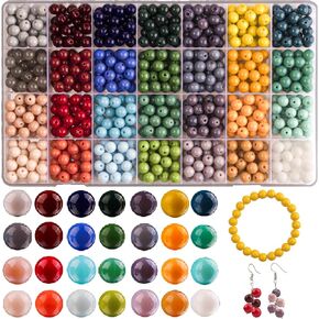 700pcs Crack Glass Beads for Jewelry Making -AIXPROBEAD 8MM Beads Bracelet Making Kit with Crystals, Charms, and Friendship Bracelet Beads - Jewelry Making Supplies for Adults and Girls