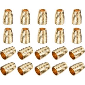 uxcell 30Pcs Metal Bell Stopper, 4mm Conical Cord Ends Lock Rope Fastener End Stopper for Drawstring Lanyard Backpack Bag DIY, Gold in Kuwait