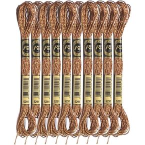 8 Meters 12 Strands Metallic Embroidery Floss Cross Stitch Needlework Thread, Metallic Red, 10 Skeins