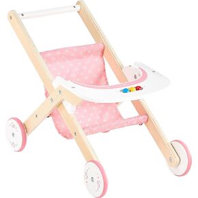 Hape Babydoll Stroller Toddler Wooden Doll Play Furniture Pink, L: 17.5, W: 12.8, H: 20.2 inch in Saudi Arabia