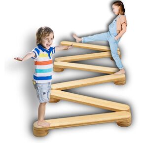 Bamboo Toddler balance beam with Stepping Stones Educational Balance Toy for Kids, Ideal for Improving Balance and Coordination,Safe Kid's Stepping Stones Balance Set for Indoor and Outdoor in Kuwait