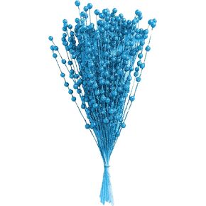 RESOYE 100Pcs Artificial Christmas Stems, Orange Fake Christmas Picks Glitter Sticks Artificial Glitter Berry Stem Ornaments for DIY Craft Christmas Festival Party Wedding Home Decor A9