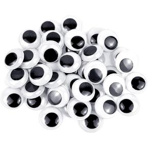 300 قطعة 20 ملم عيون متذبذبة ذاتية اللصق سوداء بيضاء لتزيين الحرف اليدوية in Kuwait