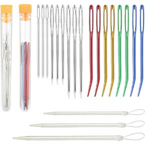 prasacco 20 جهاز كمبيوتر شخصي كبير من إبر رتق العين، الفولاذ المقاوم للصدأ إبرة غزل حادة إبرة رتق إبر الخياطة اليدوية نسيج إبرة غزل إبر الحياكة اليدوية للصوف الكروشيه in Kuwait