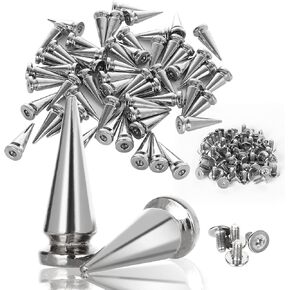 100 Sets Studs and Spikes for Clothing Cone Spike Studs Silver Screwback Studs 10x25mm Spikes DIY Craft Cool Rivets Punk Spikes for Shoes Leather Crafts in Kuwait