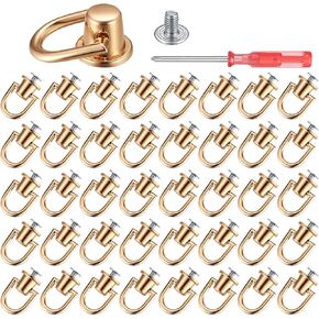 50 Pcs D Rings Rivets for Leather Purse, Gold Ball Studs Rivets D Rings, Ball Post Head Buttons D Ring Stud Screws for DIY Leather Crossbody Backpack Purse Craft Bag Hardware, with Screwdriver in Kuwait