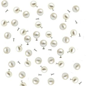 AKOAK 100 Set Pearl Rivet,Half Hole Faux Pearls Rivets Studs Buttons for Hat/Shoe/Clothes/Bag/Skirt/Bridal Veil DIY Accessories (8.0mm)