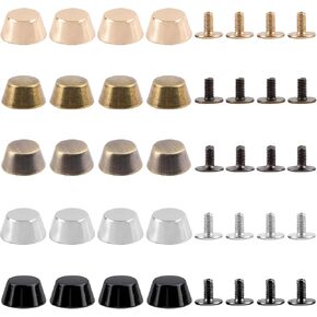Framendino, 20 Pack Alloy Screw Back Spike Purse Handbag Feet Studs Rivet for DIY Leather Craft 5 Colors