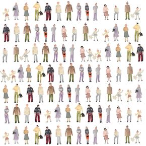 szzijia 100pcs 1:100 Model Painted People Colorful Painted Mixed Model People Figure Layout Standing Sitting Little People Figures