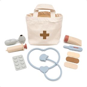 ForeverElla Pretend Play Doctor Kit for Toddlers 3-5 - Silicone Medical Kit for Kids with Bag - 100% BPA-Free Kids Doctor Playset - 10pcs Baby Toy Doctor Kit - Interactive Dr Set for Girls in Kuwait