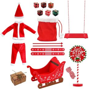 CAILESS Christmas Elf Accessories - 54Pcs Elf Doll Craft Kit Include Candy Cart, Sugar Accessories Xmas Elf Craft Accessories Gift for Kids in Kuwait