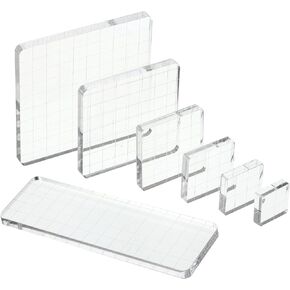 PATIKIL Acrylic Stamp Block, 7 Pack Clear Stamping Block with Grid Lines Decorative Mounting Blocks Set Square for Scrapbooking DIY Crafts Card Making in Saudi Arabia