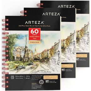 ARTEZA Mixed Media Pads, 9 x 12 in, Spiral, 2 Pack, 60 Sheets Each in Saudi Arabia