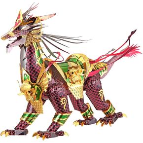Piececool 3D Metal Model Kits-Black Dragon King, DIY 3D Puzzles for Adults Brain Teaser Puzzles Toys for Teens, Great Birthday New Year Gifts, 107 Pcs