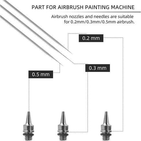 Airbrush Needle Nozzle Kit , 0.2/0.3/0.5mm Replacement Accessories Parts in Kuwait