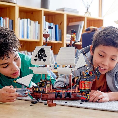 LEGO Creator 3in1 Pirate Ship 31109 Building Set - Toy Ship with Inn, Skull Island, Featuring 4 Minifigures, Shark Figure, Gift for Kids, Boys, and Girls Ages 9+ Years Old in Saudi Arabia