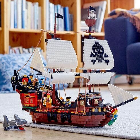 LEGO Creator 3in1 Pirate Ship 31109 Building Set - Toy Ship with Inn, Skull Island, Featuring 4 Minifigures, Shark Figure, Gift for Kids, Boys, and Girls Ages 9+ Years Old in Saudi Arabia
