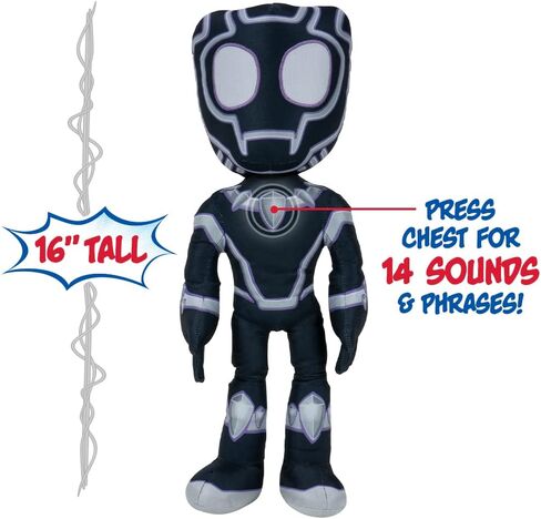 Marvel 16-Inch Talking Black Panther Plush - Vibranium Power with Sounds & Phrases - Spidey & His Amazing Friends in Saudi Arabia